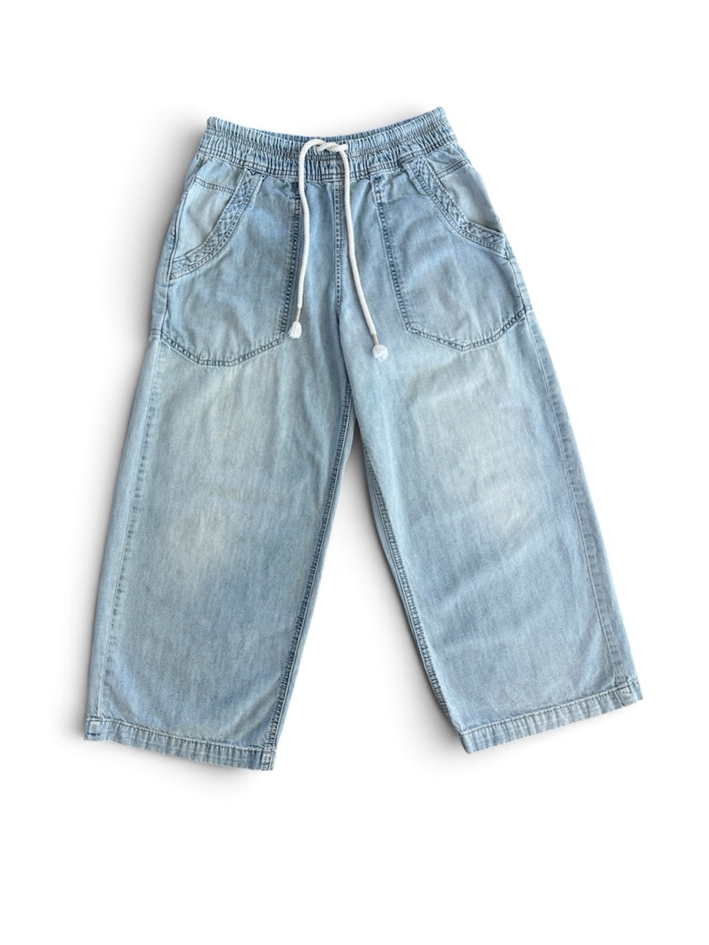 Free People We the Free Easy Peasy Pull-On Wide Leg Jeans Light Wash Size XS - Picture 15 of 15